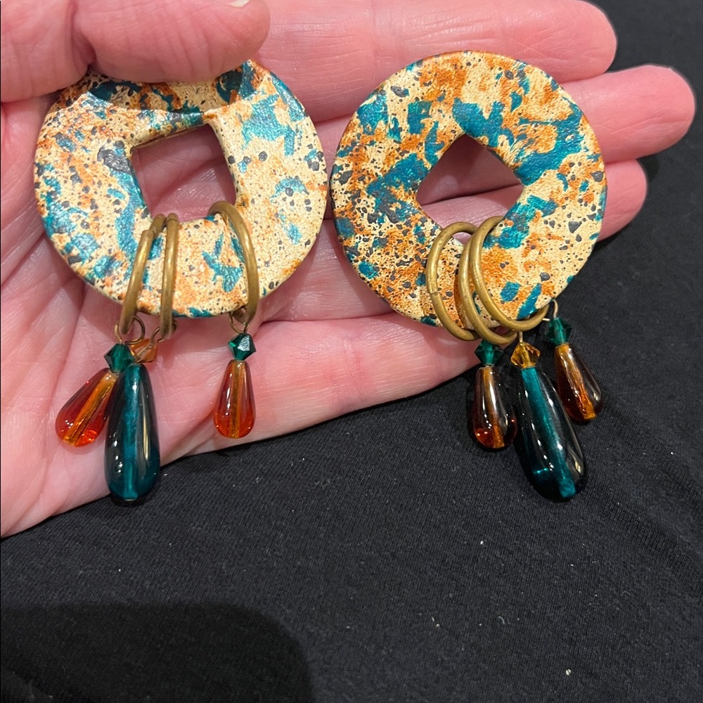 Iconic Leather Vtg Splatter Paint Earrings 🥰